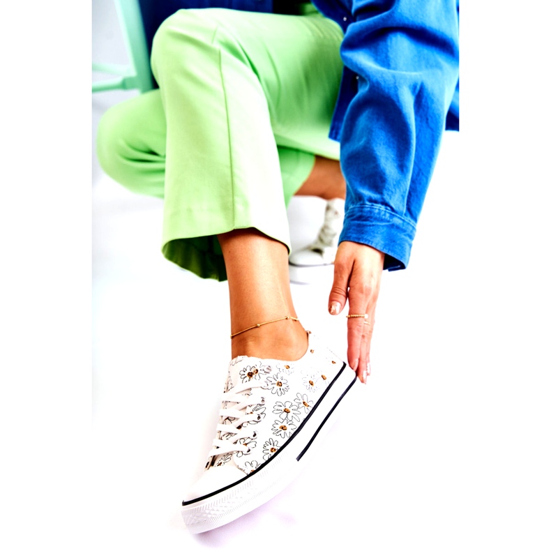 PS1 Sneakers Basse Da Donna Con Fiori Janey White bianca 6