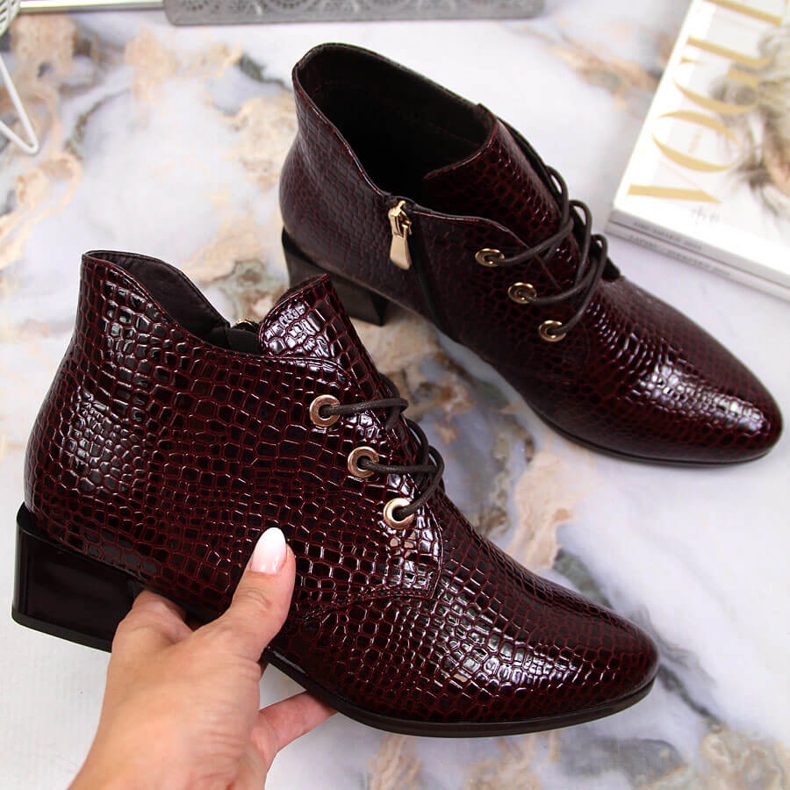 Stivaletti da donna in pelle di serpente Vinceza chiaretto rosso 1