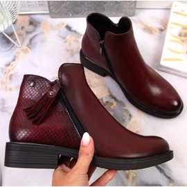 Stivaletti da donna Jodhpur pelle di serpente Vinceza chiaretto rosso 1