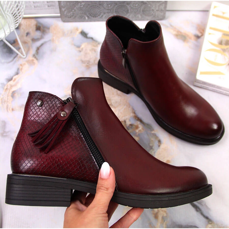 Stivaletti da donna Jodhpur pelle di serpente Vinceza chiaretto rosso 1