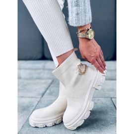 Stivaletti a calzino con catena Malana Beige 1