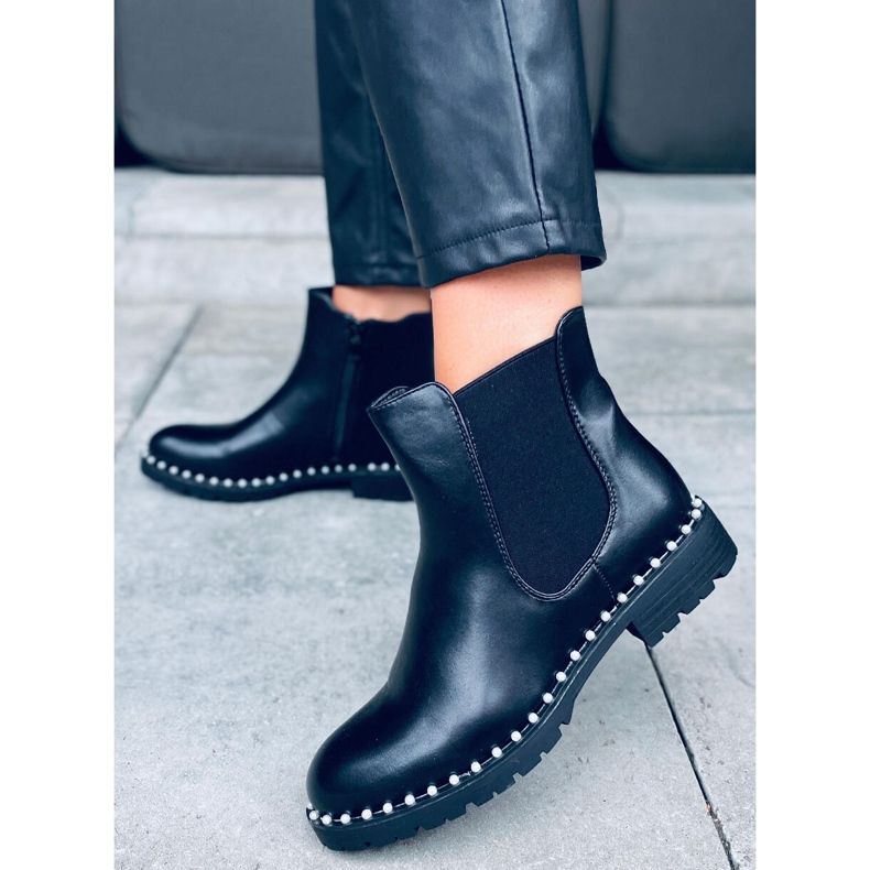 Stivaletti Chelsea con perle Maxim Black nero 2