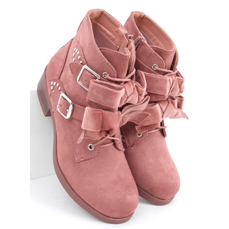 Stivaletti stringati con fiocchi Lara Pink rosa 2