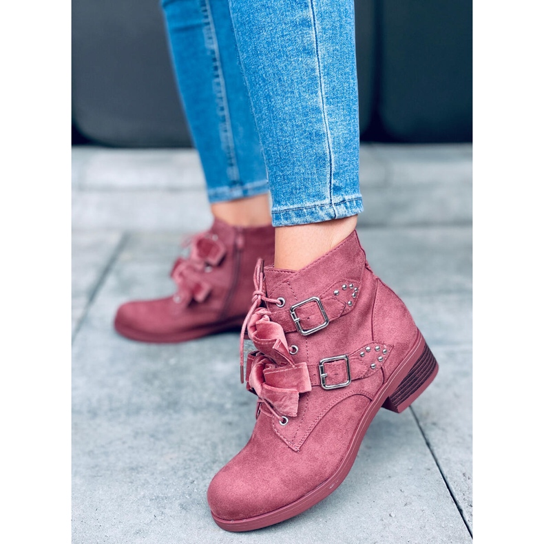 Stivaletti stringati con fiocchi Lara Pink rosa 1