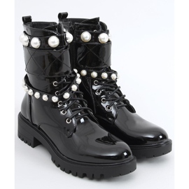 Borse laccate con perle Beni Black nero 2