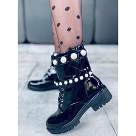 Borse laccate con perle Beni Black nero 1