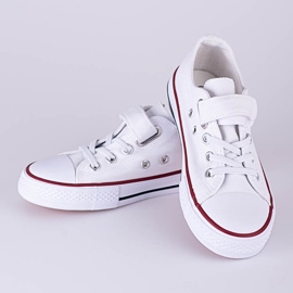 Sneakers basse Vico per bambini con allacciatura bianca 1