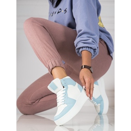 Sneakers alte da donna Shelovet bianche e blu bianca 1