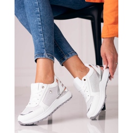 Scarpe sportive da donna Shelovet bianche con glitter bianco 1