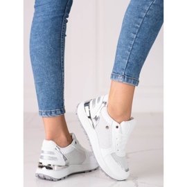 Scarpe sportive da donna Shelovet bianche con glitter bianco 2