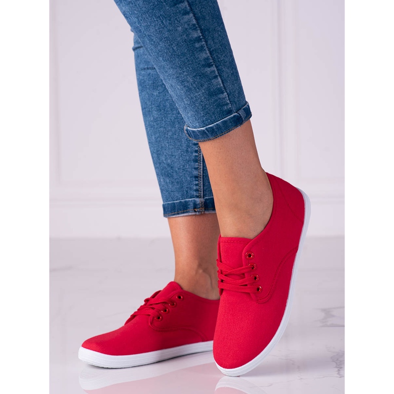 Sneaker leggera da donna in tessuto rosso Shelovet 1