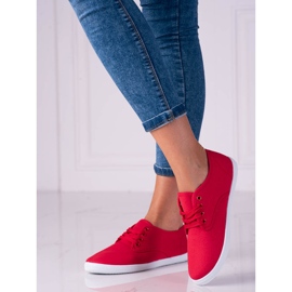 Sneaker leggera da donna in tessuto rosso Shelovet 2