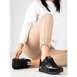 Sneakers da donna sulla piattaforma Shelovet nere nero 2