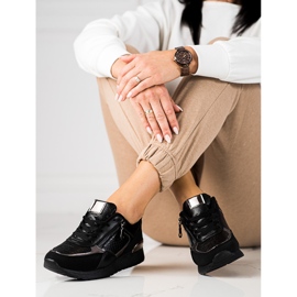 Sneakers da donna sulla piattaforma Shelovet nere nero 1