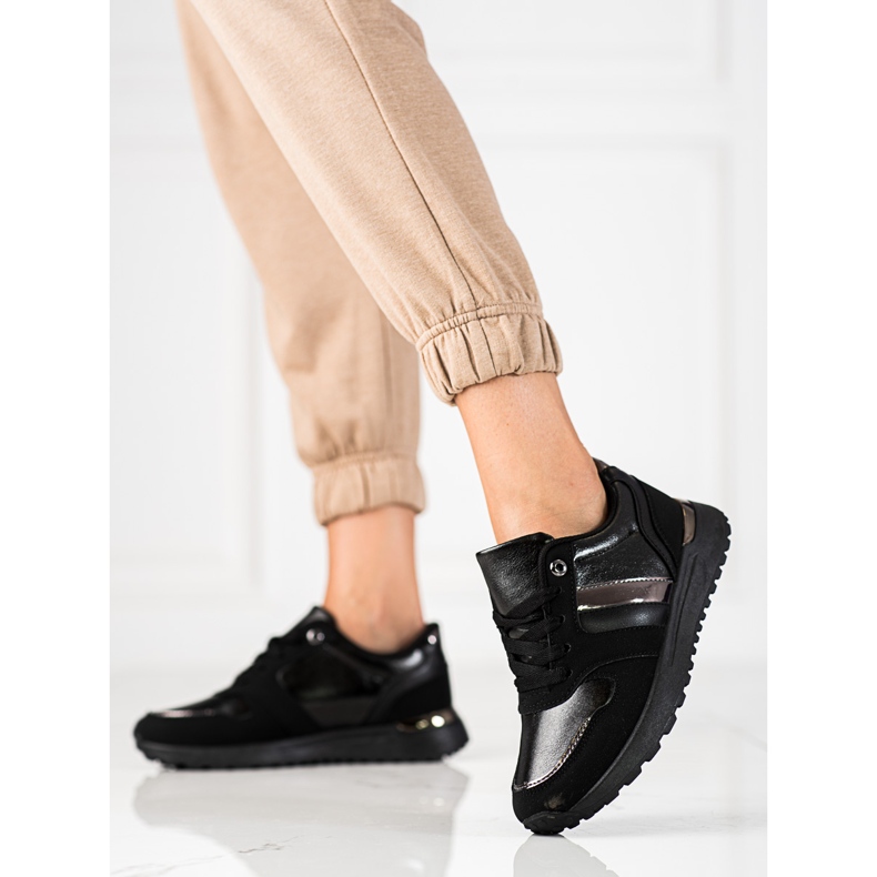 Sneakers nere da donna con lacci Shelovet nero 1