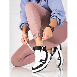 Sneakers alta con lacci Shelovet bianche e nere bianca nero 1