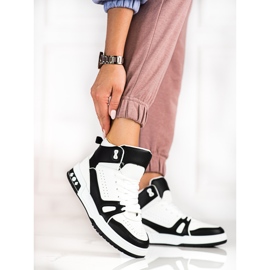 Sneakers alta con lacci Shelovet bianche e nere bianco nero 2
