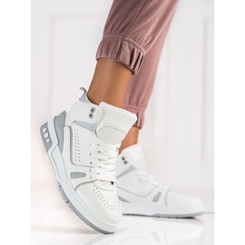 Sneakers alte con lacci Shelovet grigie e bianche bianco grigio 1