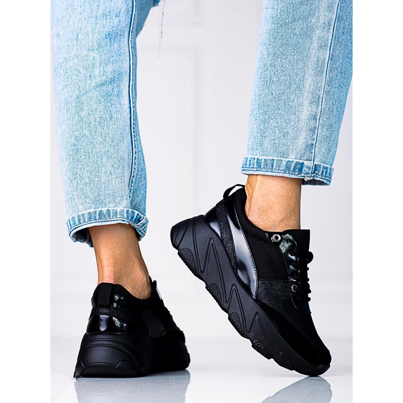 W. Potocki Sneakers da donna Potocki nere sulla piattaforma nero 1