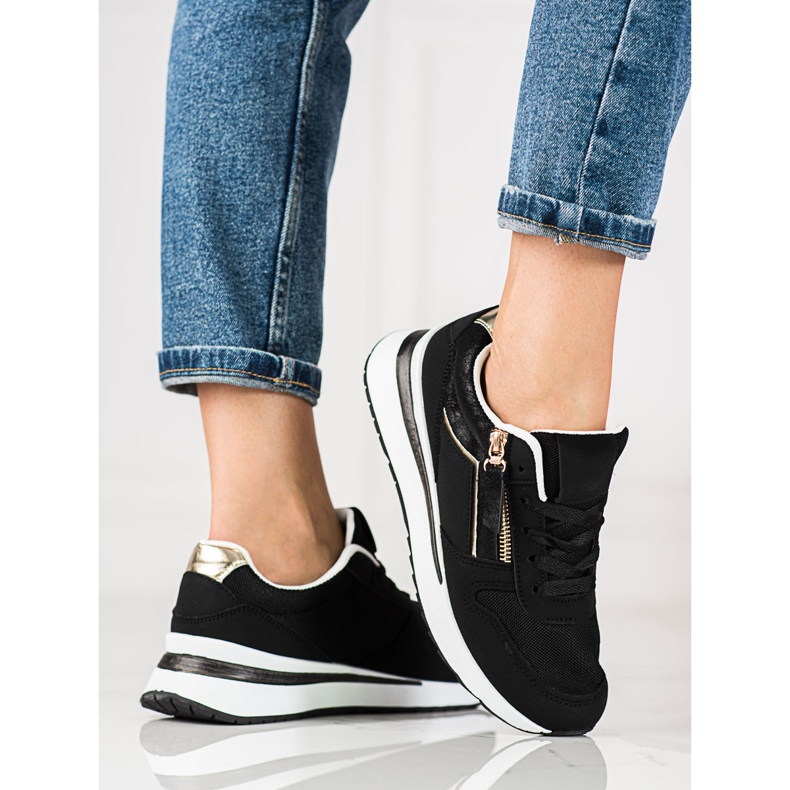 Sneakers da donna Shelovet nere con suola bianca nero 1