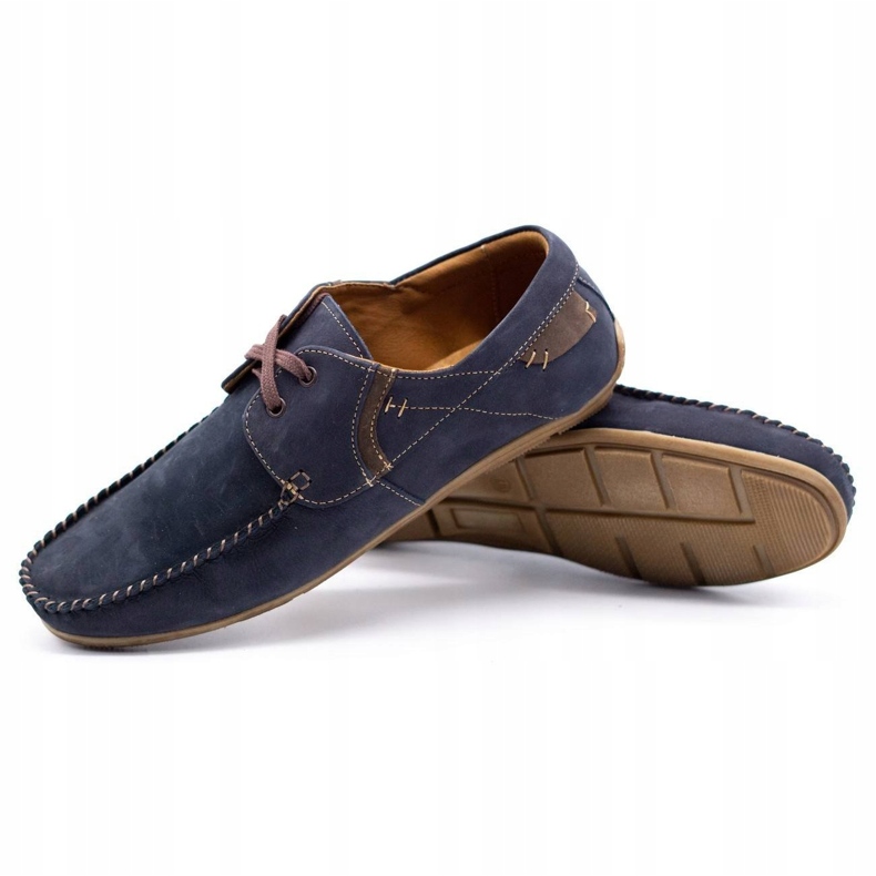 Olivier Mocassini uomo in pelle 297 blu navy marrone 2