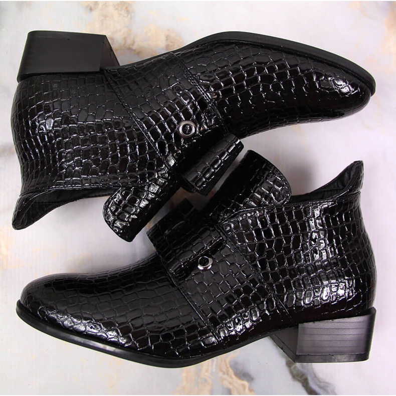 Stivali da donna Stivali Jodhpur con fiocco Potocki laccato nero 1