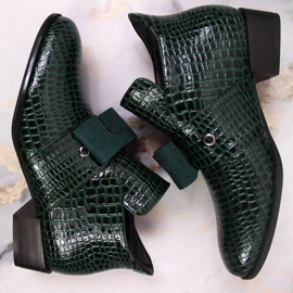 Stivali da donna Stivali Jodhpur con fiocco Potocki laccato verde 1
