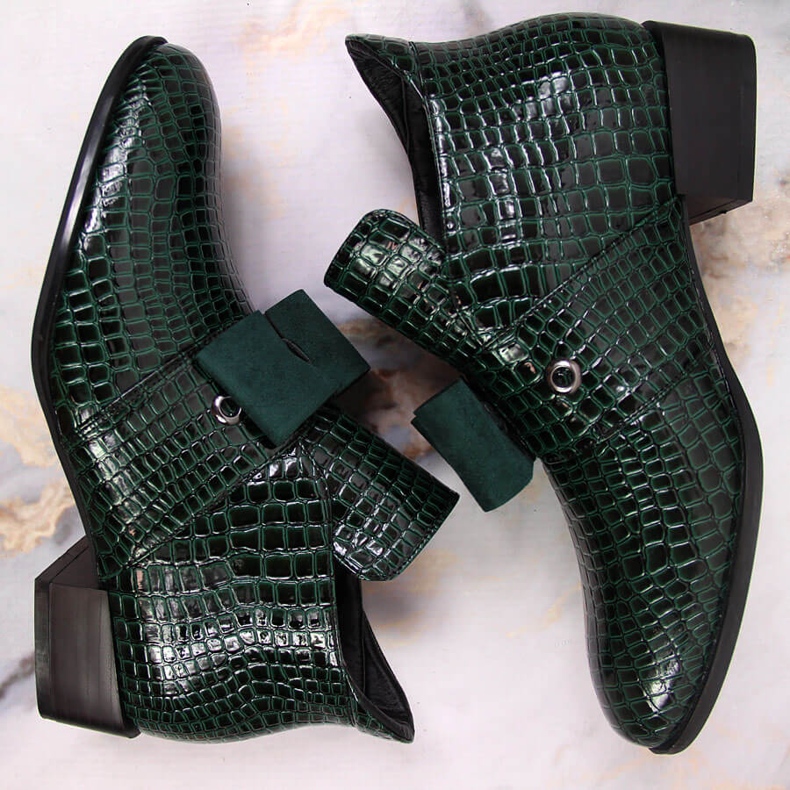 Stivali da donna Stivali Jodhpur con fiocco Potocki laccato verde 1