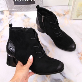Stivaletti da donna, allacciati coibentati in eco-suede nero Potocki 1