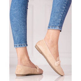 W. Potocki Mocassini da donna Potocki in camoscio beige 1