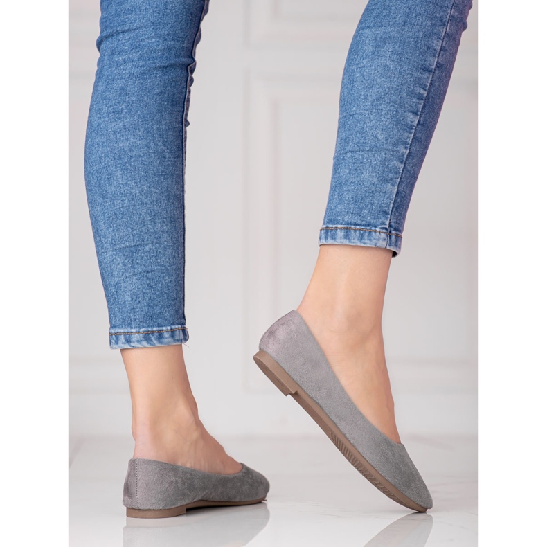 W. Potocki Ballerine Potocki da donna grigie realizzate in suede ecologico grigio 1
