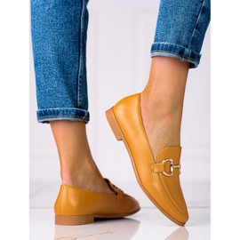 Eleganti mocassini da donna marroni Shelovet con tacco basso marrone 2