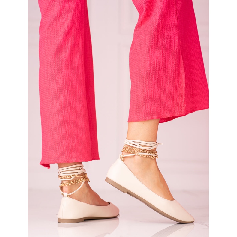 Ballerine Shelovet da donna beige con catene 1