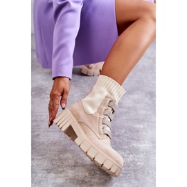 PS1 Stivaletti con calzini Hope in pelle scamosciata beige 1