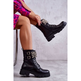 PG1 Stivaletti Da Donna Con Ornamenti Legati Nero Leonese 1