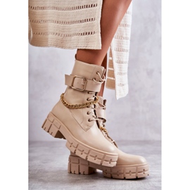 PG1 Stivali Da Lavoro Alla Moda Con Catena Solesso Beige 1