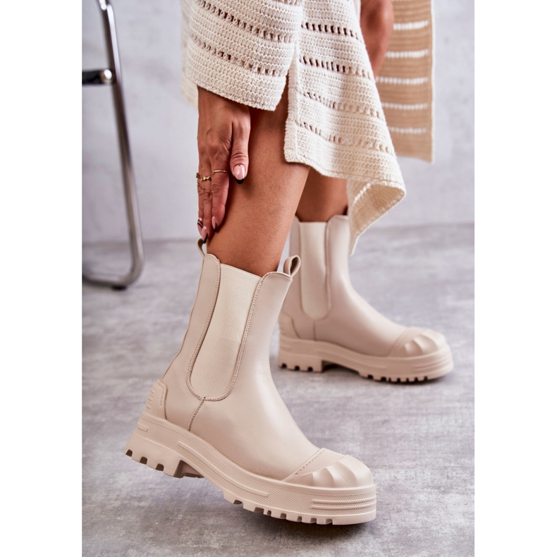 PG1 Stivali Bassi Classici Alti Lavoratori Beige 1