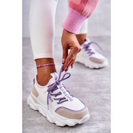 Sneakers da donna Memory Foam System Big Star KK274029 Bianche bianca viola 2