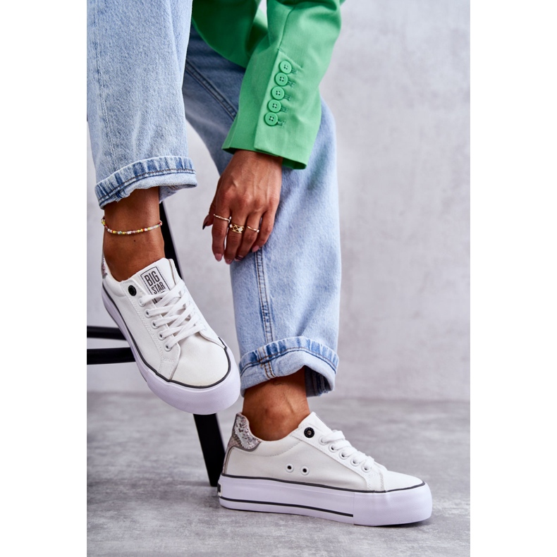 Sneakers da donna in materiale Big Star KK274037 Bianche bianca 1