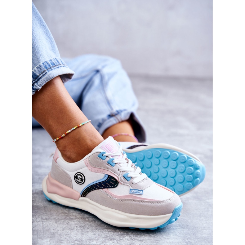 Sneakers sportive da donna Big Star KK274097 Bianco-Rosa grigio 1
