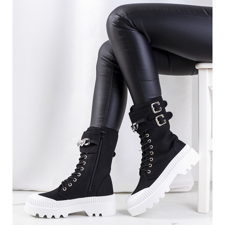 Sneakers nere con catena Taus nero 1