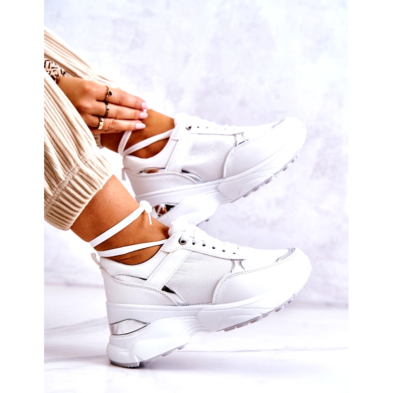 PG1 Scarpe Sportive Lucide Da Donna Su Un Cuneo, Attività Bianca bianco 5