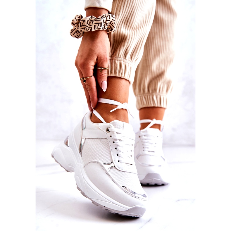PG1 Scarpe Sportive Lucide Da Donna Su Un Cuneo, Attività Bianca bianco 1