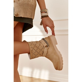 Stivaletti Openwork Con Una Catena Chantelle Beige Con Cerniera 2