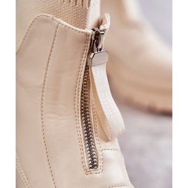 PS1 Calzini Da Donna Stivali Con Cerniera Beige Riparo marrone 2