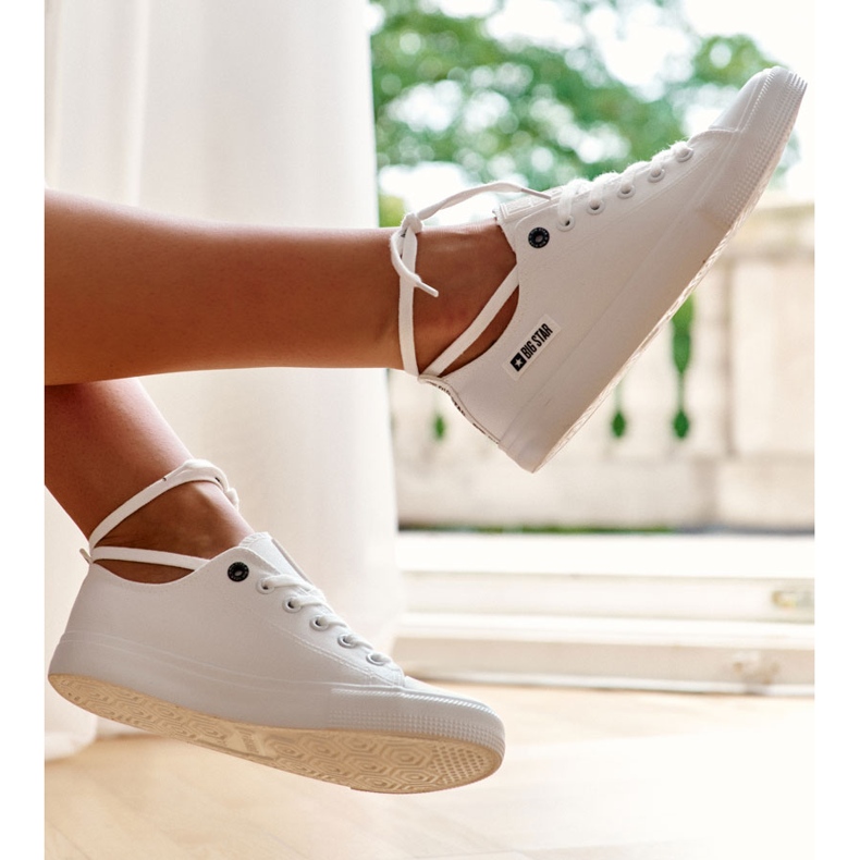 Sneakers da donna in materiale basso Big Star KK274008 Bianche bianco 1