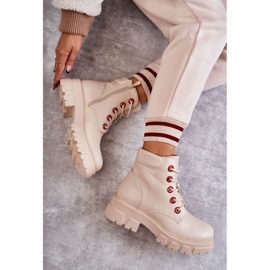 PG1 Stivali Di Pelle Lavoratori Su Beige Messa Cerniera 1