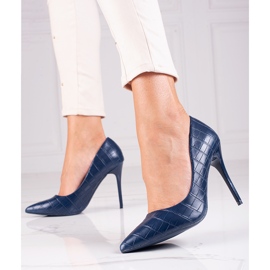 Décolleté alla moda su un tacco Shelovet blu 2