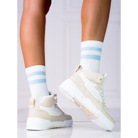 Sneakers Shelovet da donna con tomaia alta, beige 1