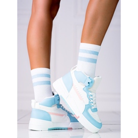 Sneakers Shelovet da donna con tomaia alta, bianche e blu bianco 1